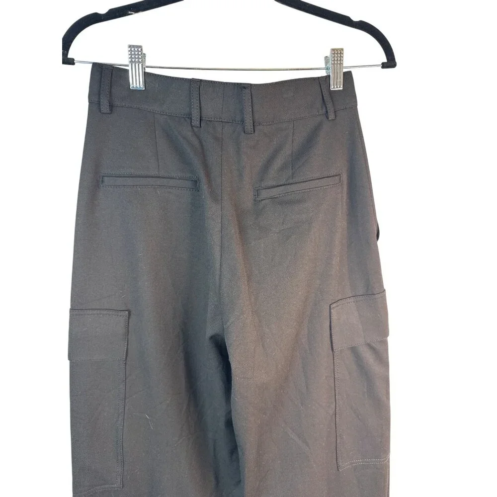 ZARA Black Cargo Pants XS Polyester Viscose Blend